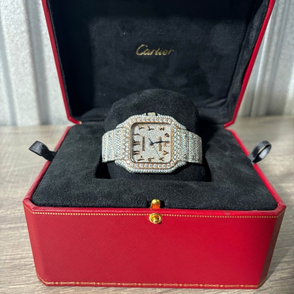 Cartier Silver Watch with Diamond Accents
